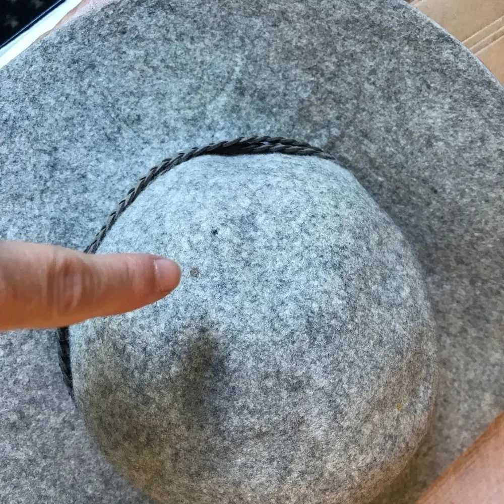 Lucky Brand Women's Felted Wool Roped Band Gray Floppy Boho Fall Winter Sun Hat